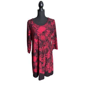 Soma Women's Red/Black Rose Print Nightgown Sleep Shirt Size M
